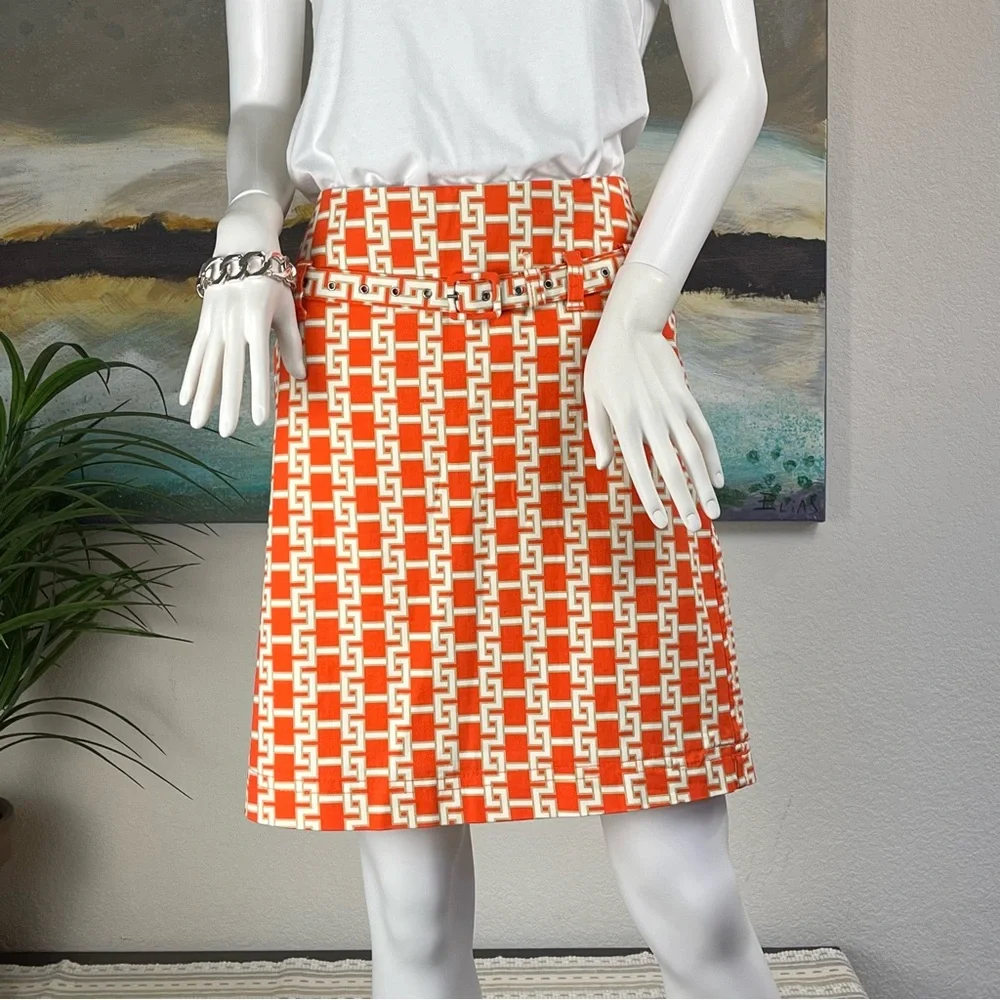 VINTAGE 🔥Tommy Hilfiger🔥 Abstract Belted Skirt Size 6 - Picture 2 of 11